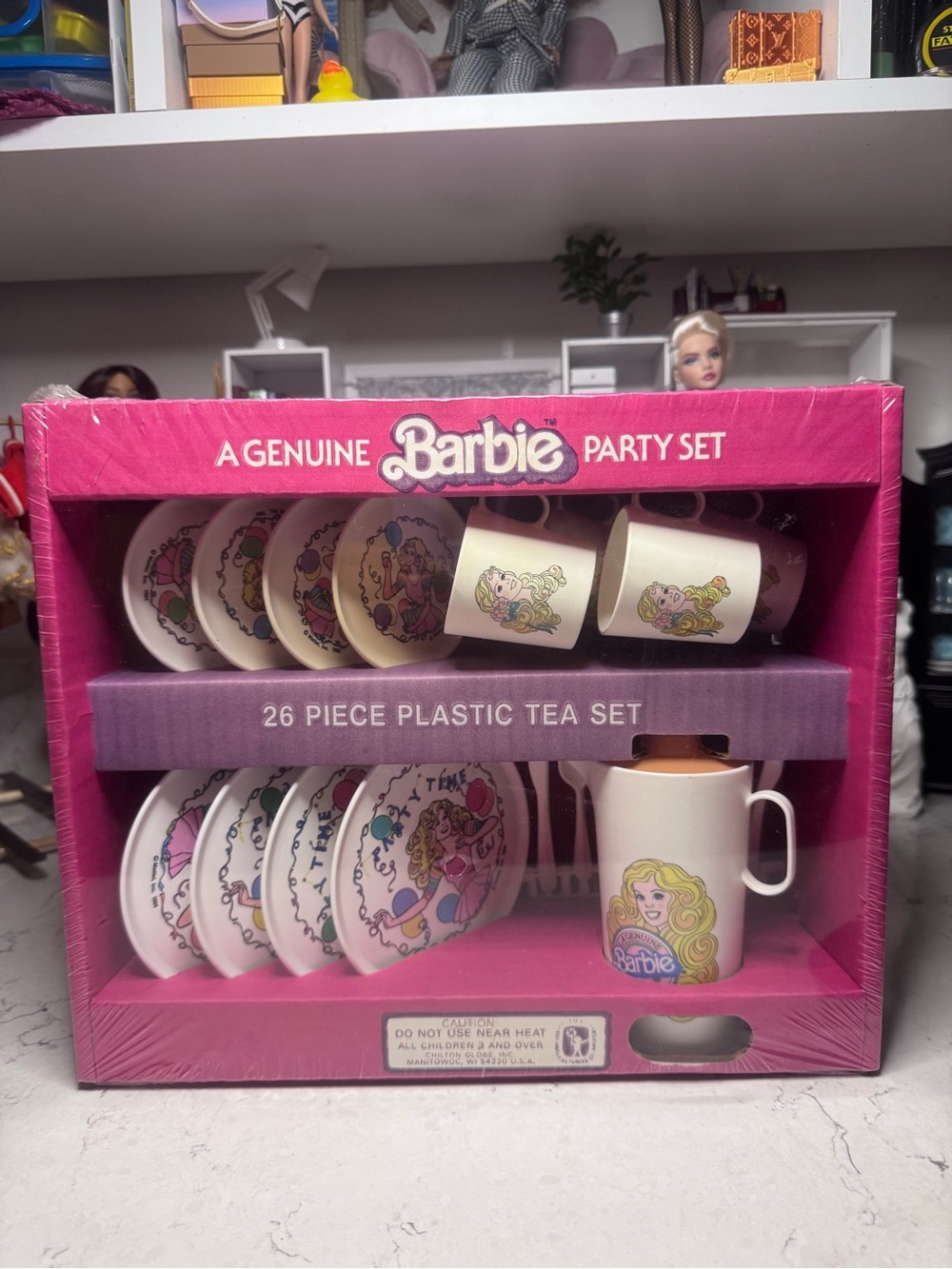 Barbie Pink and Cream 26-Piece Plastic Tea Party Set with Doll Artwork